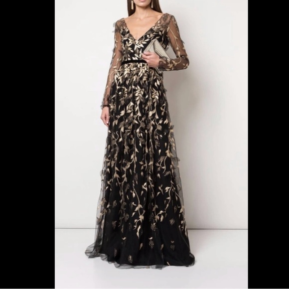 Marchesa Metallic Gold Leaf Gown - Picture 1 of 10